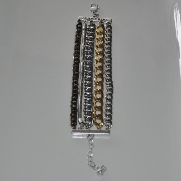 Jenny Bird Austin Multi Stand Mixed Metal Chain Link Bracelet Cuff - Picture 4 of 5